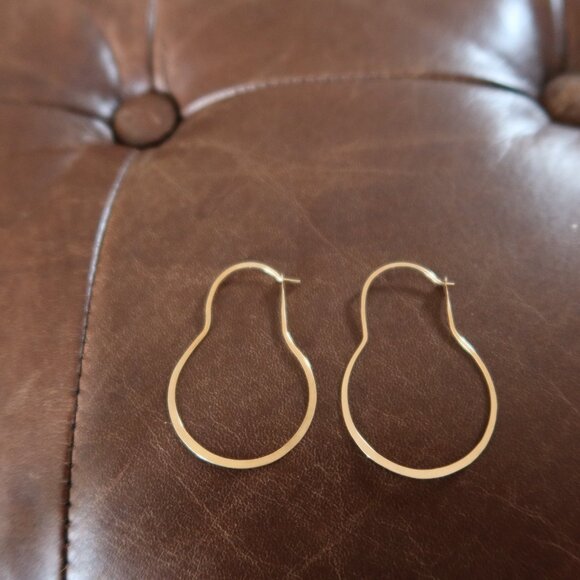 $695 Melissa Joy Manning 14K yellow gold 1 3/4" dangle hoop earrings MJM light! - Picture 5 of 15